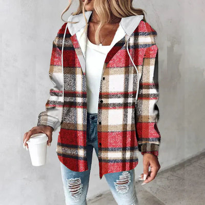 Jemima™ | Dames Knopen-Plaid-Jack