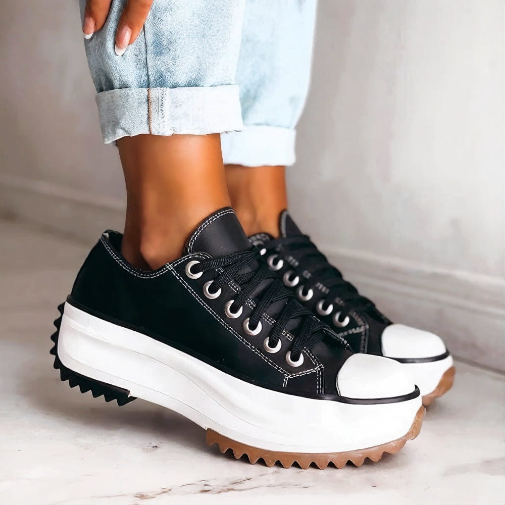Elisa™ - Platform Sneakers van Leer