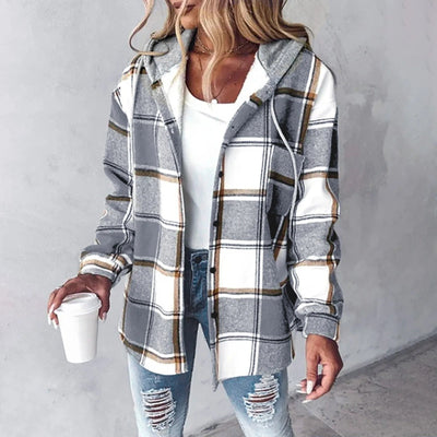Jemima™ | Dames Knopen-Plaid-Jack