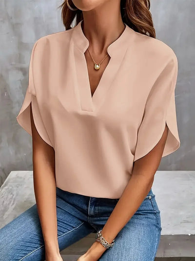 Bettina | Stijlvolle V-hals Vloeiende Blouse
